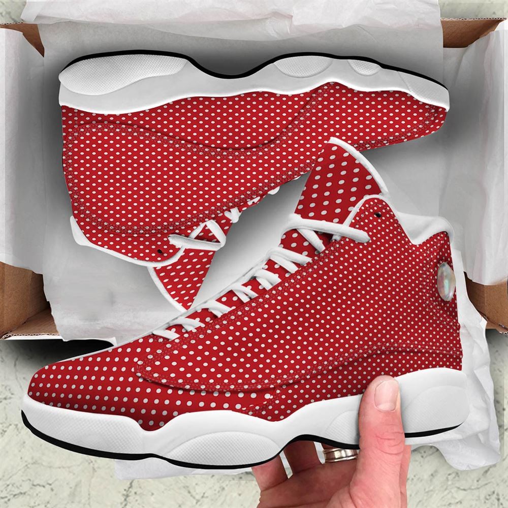 Christmas Basketball Shoes, Polka Dot Christmas Print Pattern Jd13 Shoes For Men Women, Christmas Fashion Shoes