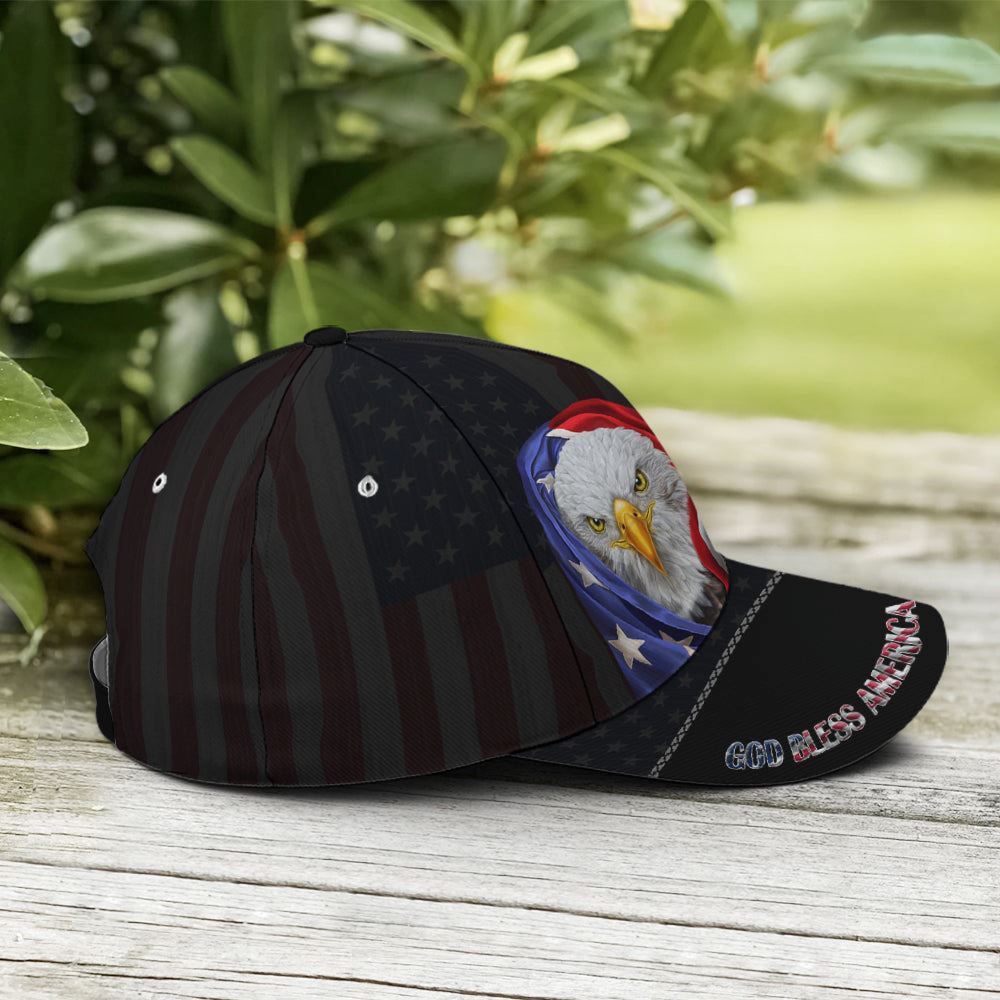 Bless America Eagle With Flag Baseball Cap, Christian Baseball Cap, Religious Cap, Jesus Gift, Jesus Hat