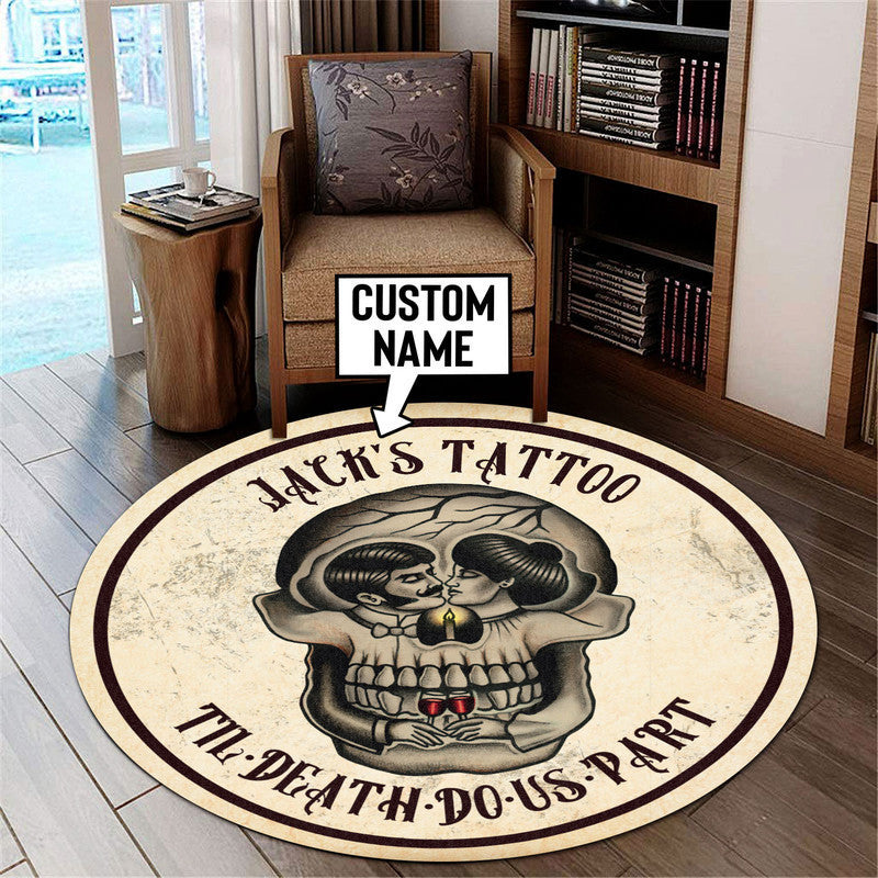 Personalized Til' Death Do Us Part Tattoo Round Mat Round Floor Mat Room Rugs Carpet Outdoor Rug Washable Rugs