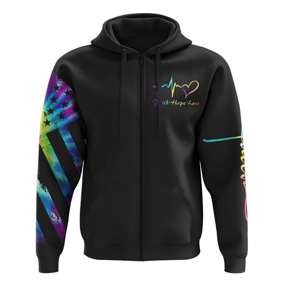 Faith Cross Wings Colorful All Over Print 3D Hoodie, Christian Hoodie, Christian Sweatshirt, Bible Verse Shirt