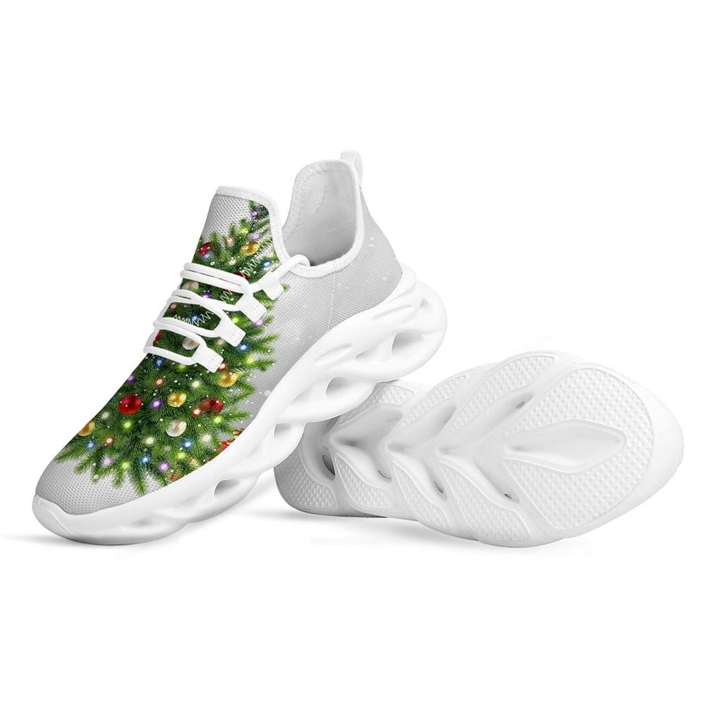 Snow And Christmas Tree Print White Max Soul Shoes For Men Women, Best Running Sneaker, Christmas Shoes, Winter Fashion Shoes