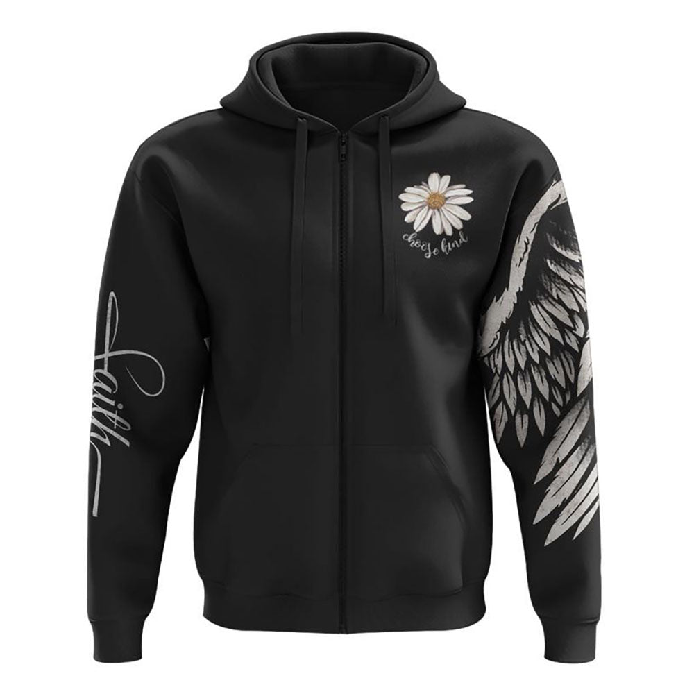 Daisy Wings Cross Faith All Over Print 3D Hoodie, Christian Hoodie, Christian Sweatshirt, Bible Verse Shirt