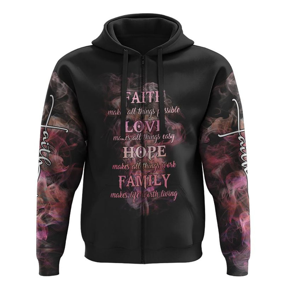 Faith Cross Smoke All Over Print 3D Hoodie, Christian Hoodie, Christian Sweatshirt, Bible Verse Shirt