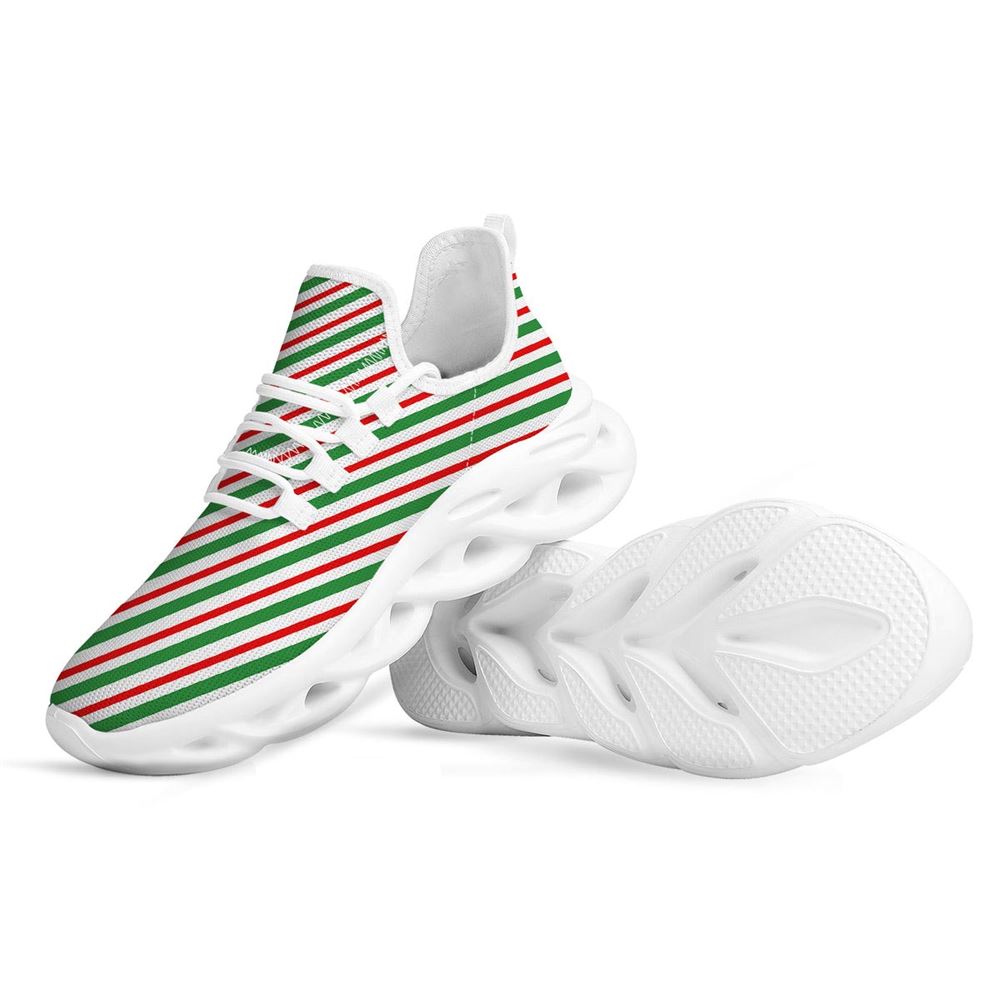 Candy Cane Stripes Christmas Print White Max Soul Shoes For Men Women, Best Running Sneaker, Christmas Shoes, Winter Fashion Shoes