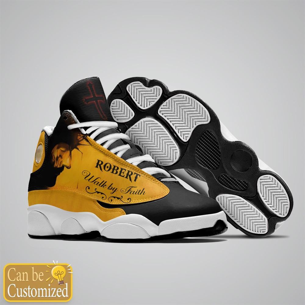 Jesus Walk By Faith Custom Name Jd13 Shoes For Man And Women Yellow, Christian Basketball Shoes, Gifts For Christian, God Shoes