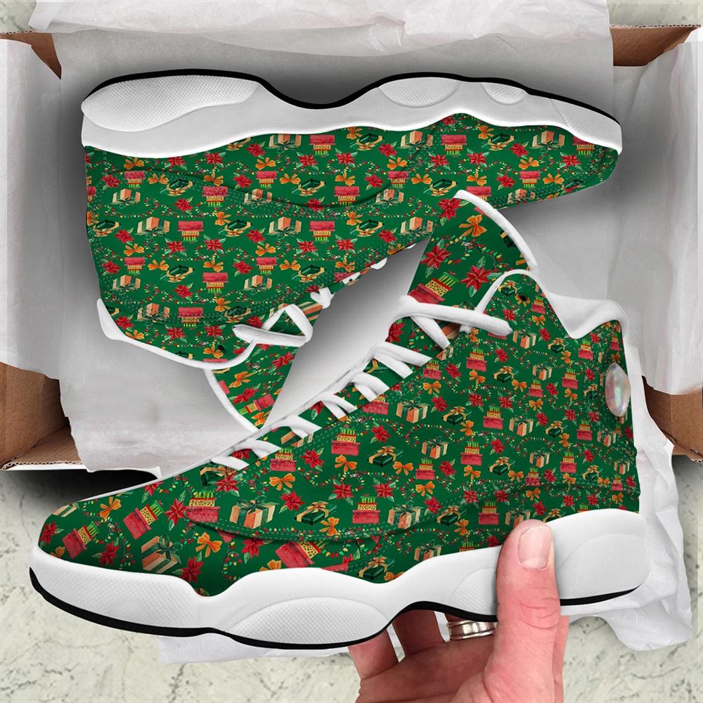 Christmas Basketball Shoes, Poinsettia Cute Christmas Print Pattern Jd13 Shoes For Men Women, Christmas Fashion Shoes