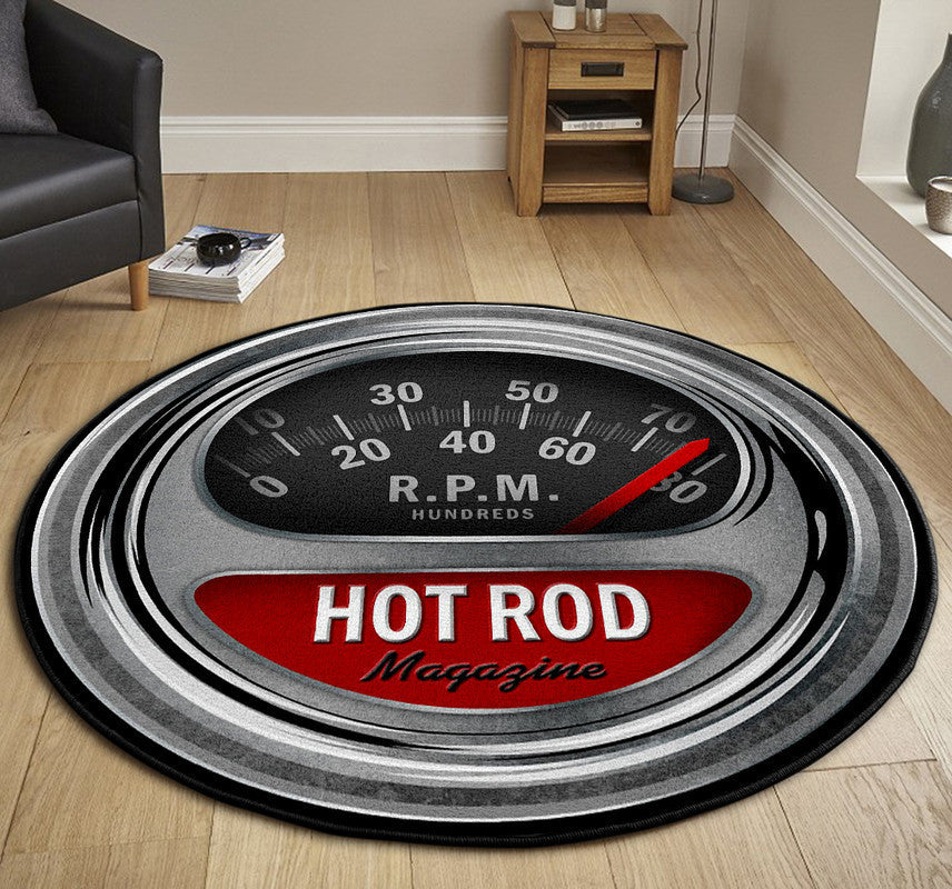 Retro Hot Rod Tach Round Mat