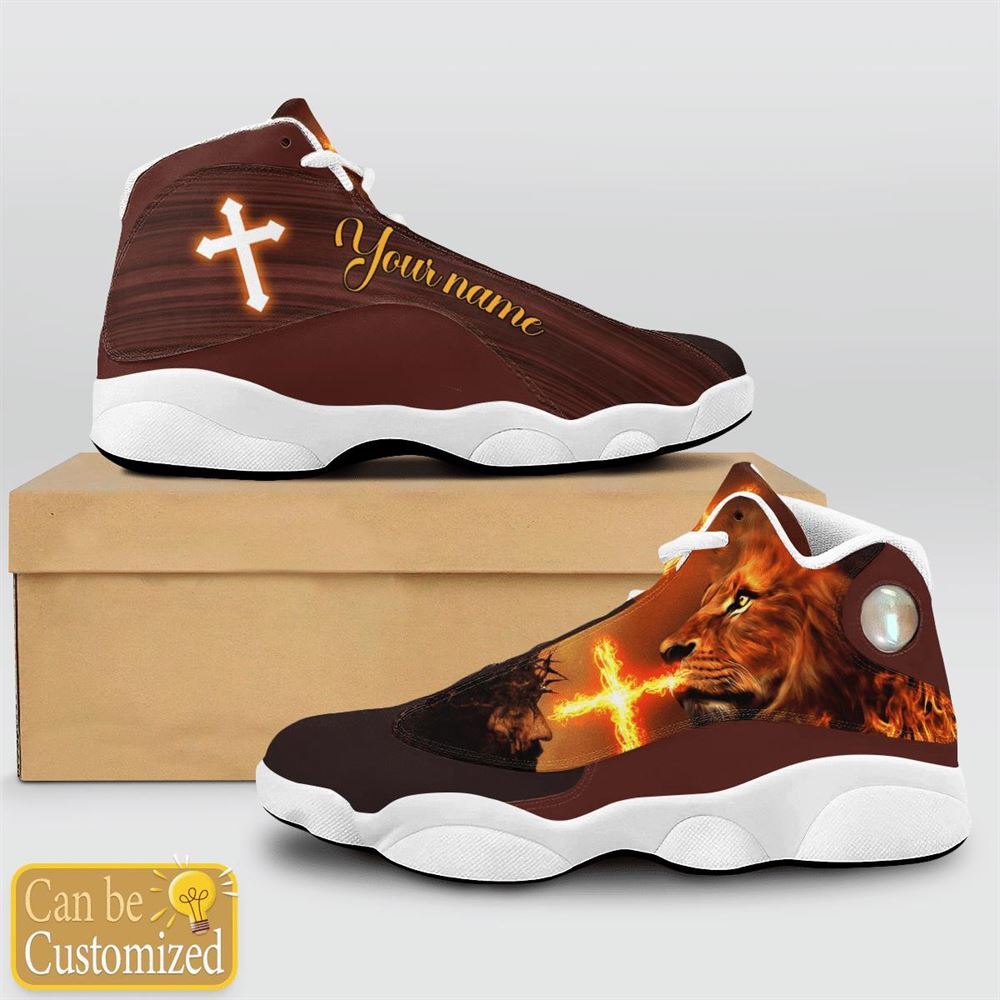 Jesus Lion And Fire Custom Name Jd13 Shoes For Man And Women, Christian Basketball Shoes, Gifts For Christian, God Shoes