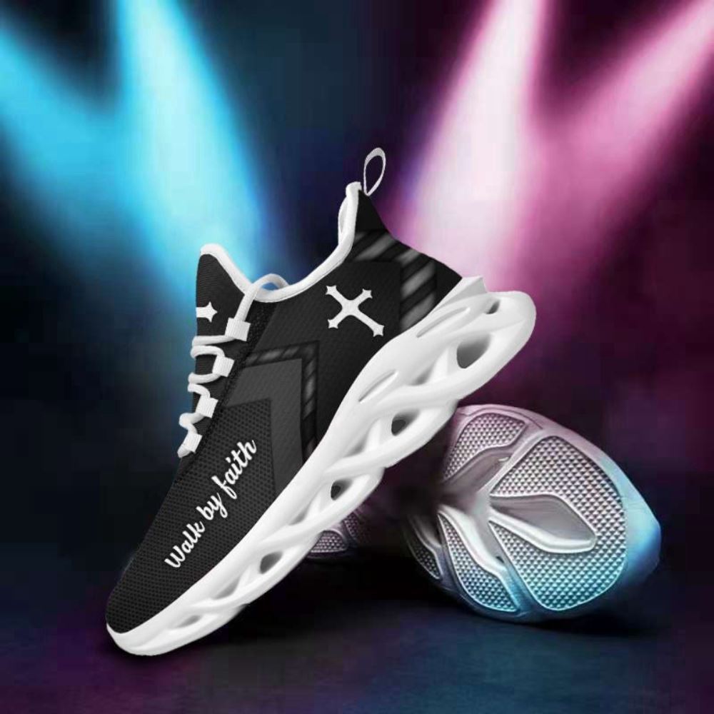 Christian Best Running Shoes, Jesus White Black Running Christ Sneakers Max Soul Shoes For Men And Women, Jesus Fashion Shoes