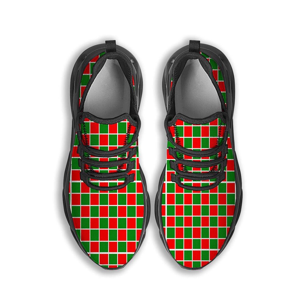 Checkered Merry Christmas Print Pattern Black Max Soul Shoes For Men Women, Best Running Sneaker, Christmas Shoes, Winter Fashion Shoes