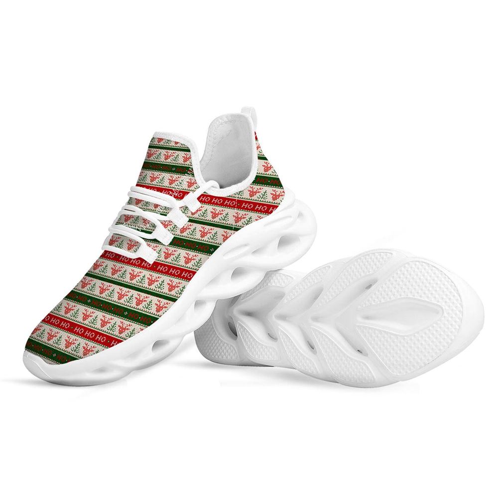 Knitted Christmas Print Pattern White Max Soul Shoes For Men Women, Best Running Sneaker, Christmas Shoes, Winter Fashion Shoes