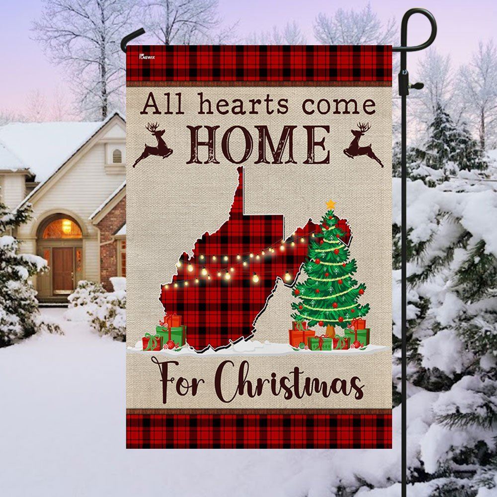 West Virginia Christmas Flag All Hearts Come Home For Christmas Flag, Christmas Garden Flag, Home Decor Accessories, Christmas Outdoor Decor Ideas