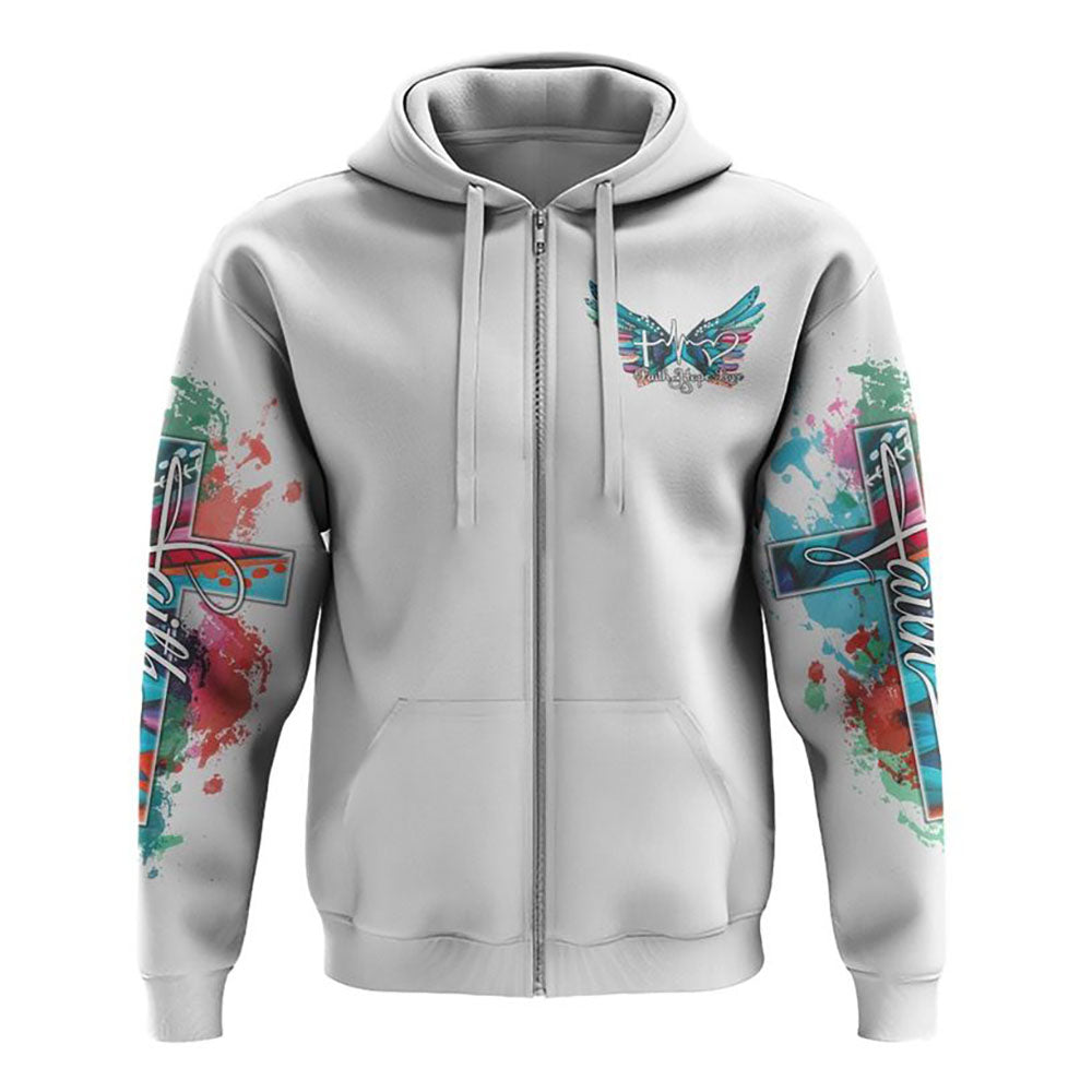 Faith Cross Painting Colorful New Wings All Over Print 3D Hoodie, Christian Hoodie, Christian Sweatshirt, Bible Verse Shirt