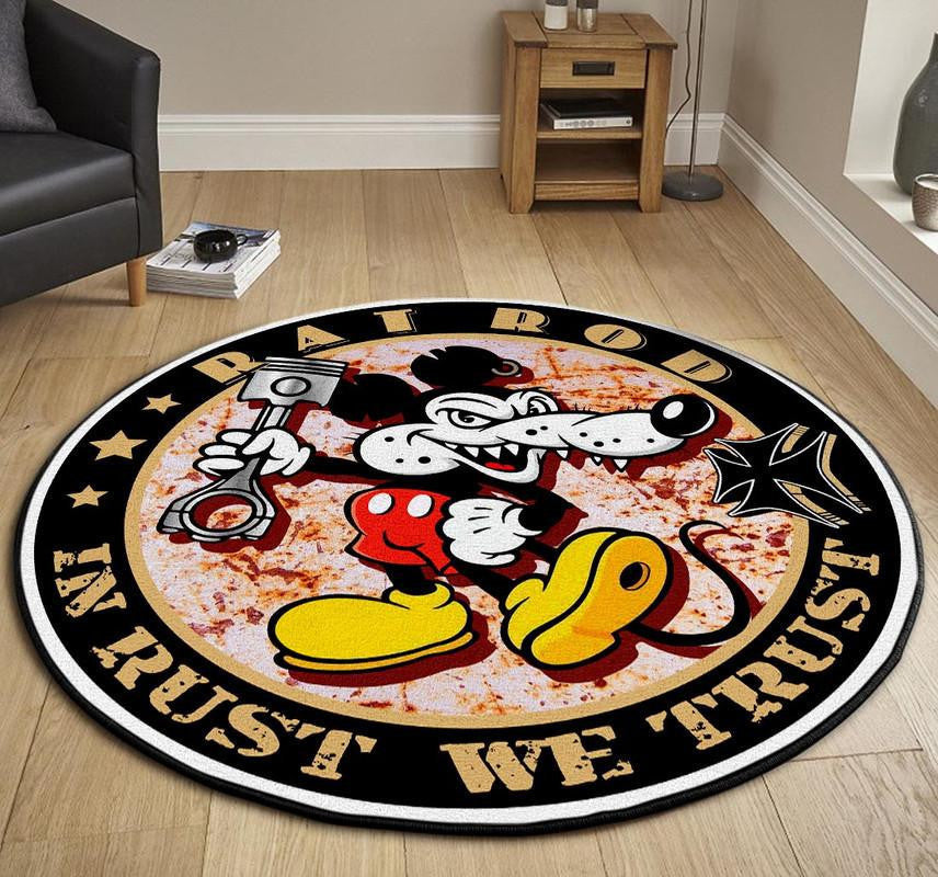 Rat Rod In Rust We Trust Round Mat Round Floor Mat Room Rugs Carpet Outdoor Rug Washable Rugs