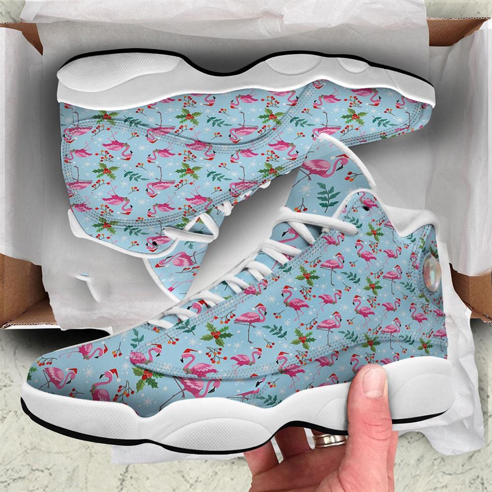 Christmas Basketball Shoes, Christmas Flamingo Pink Print Pattern Jd13 Shoes For Men Women, Christmas Fashion Shoes