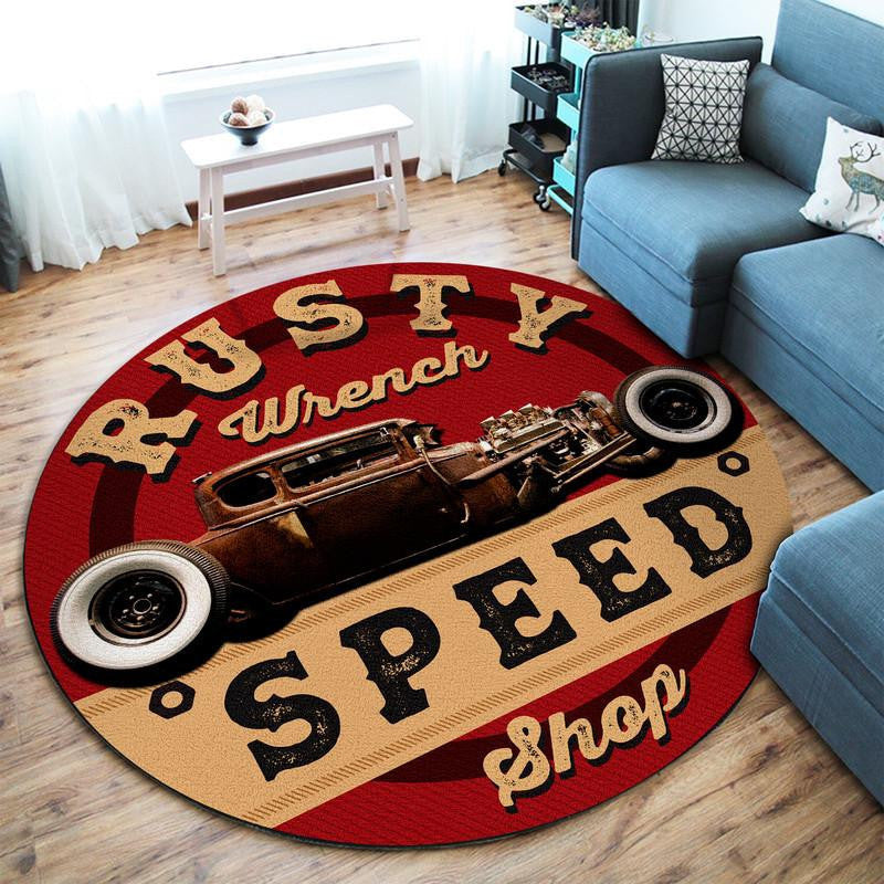 Rusty Wrench Garage Round Mat Round Floor Mat Room Rugs Carpet Outdoor Rug Washable Rugs