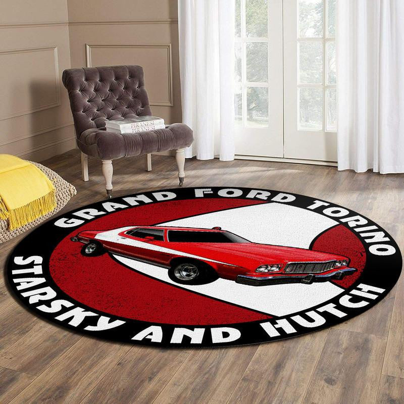 Starsky And Hutch Ford Gran Torino Living Room Round Mat Circle Rug