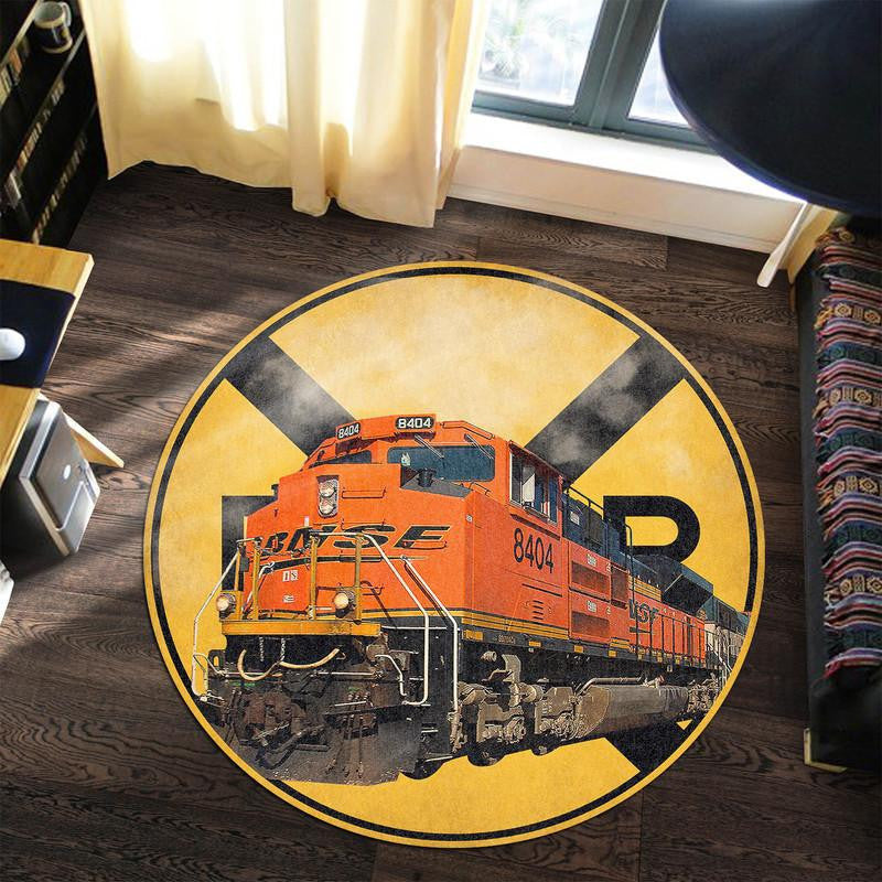 Santa Fe Bnsf Railroad Crossing Round Mat Round Floor Mat Room Rugs Carpet Outdoor Rug Washable Rugs