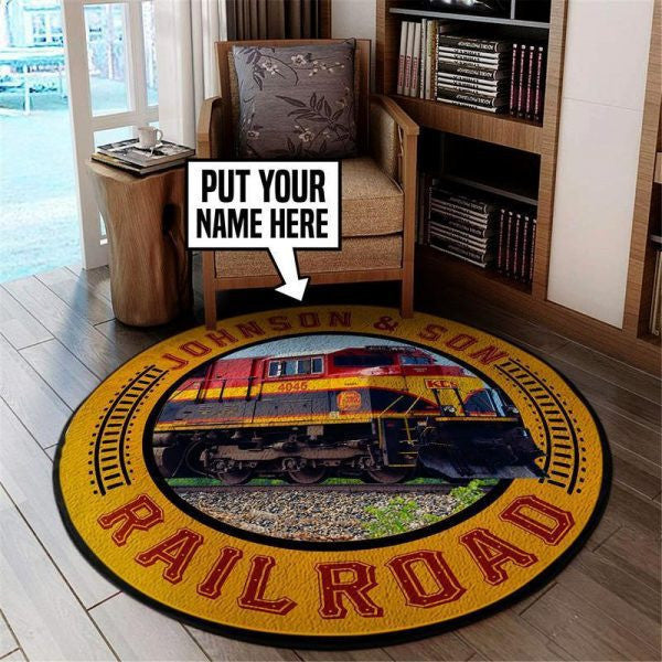 Personalized Kcs Kansas City Southern Railroad Round Mat Round Floor Mat Room Rugs Carpet Outdoor Rug Washable Rugs