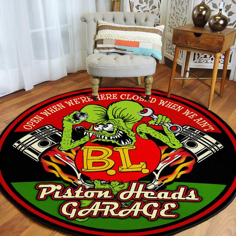 Piston Heads Garage Round Mat Round Floor Mat Room Rugs Carpet Outdoor Rug Washable Rugs