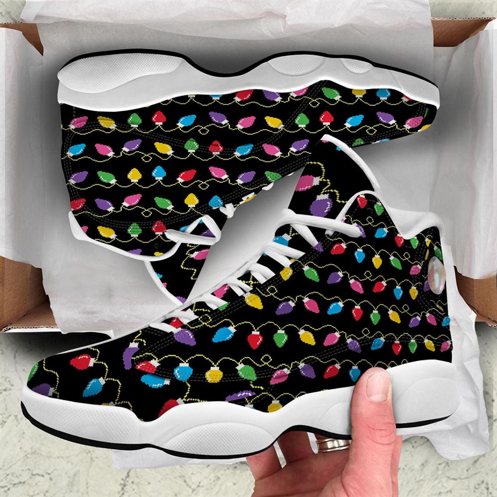 Christmas Basketball Shoes, Lights Christmas Pixel Print Pattern Jd13 Shoes For Men Women, Christmas Fashion Shoes