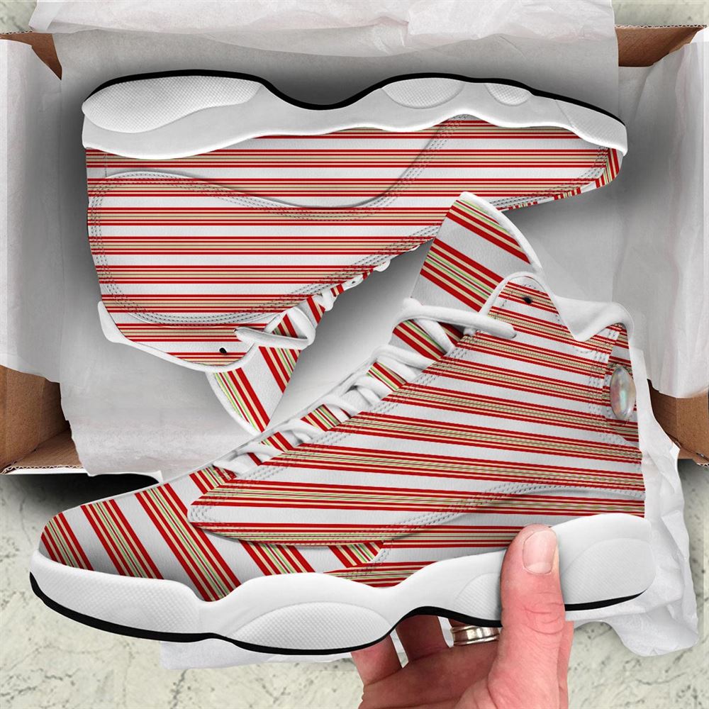 Christmas Basketball Shoes, Stripes Merry Christmas Print Pattern Jd13 Shoes For Men Women, Christmas Fashion Shoes