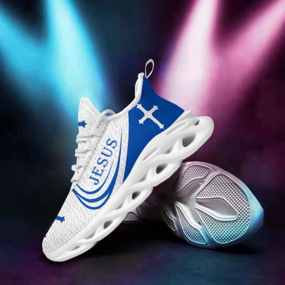 Christian Best Running Shoes, Jesus Running Sneakers Christ Blue Max Soul Shoes For Men And Women, Jesus Fashion Shoes