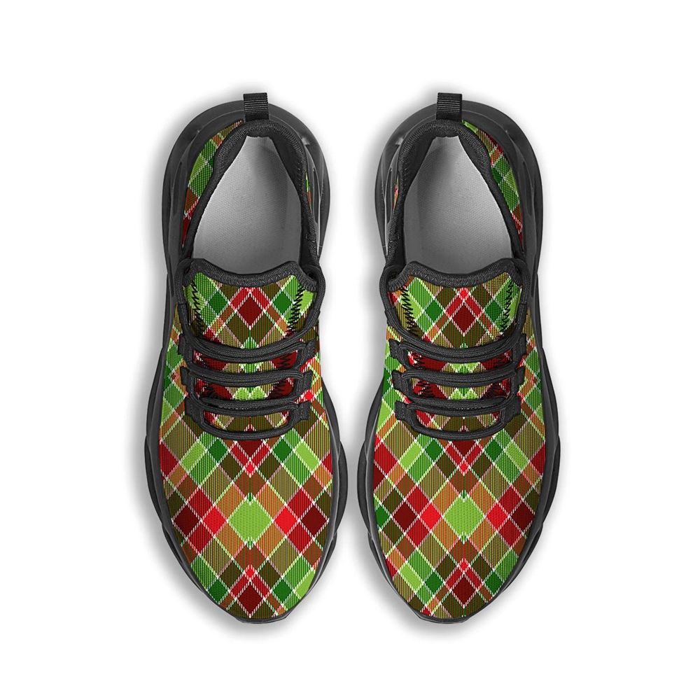 Plaid Merry Christmas Print Pattern Black Max Soul Shoes For Men Women, Best Running Sneaker, Christmas Shoes, Winter Fashion Shoes