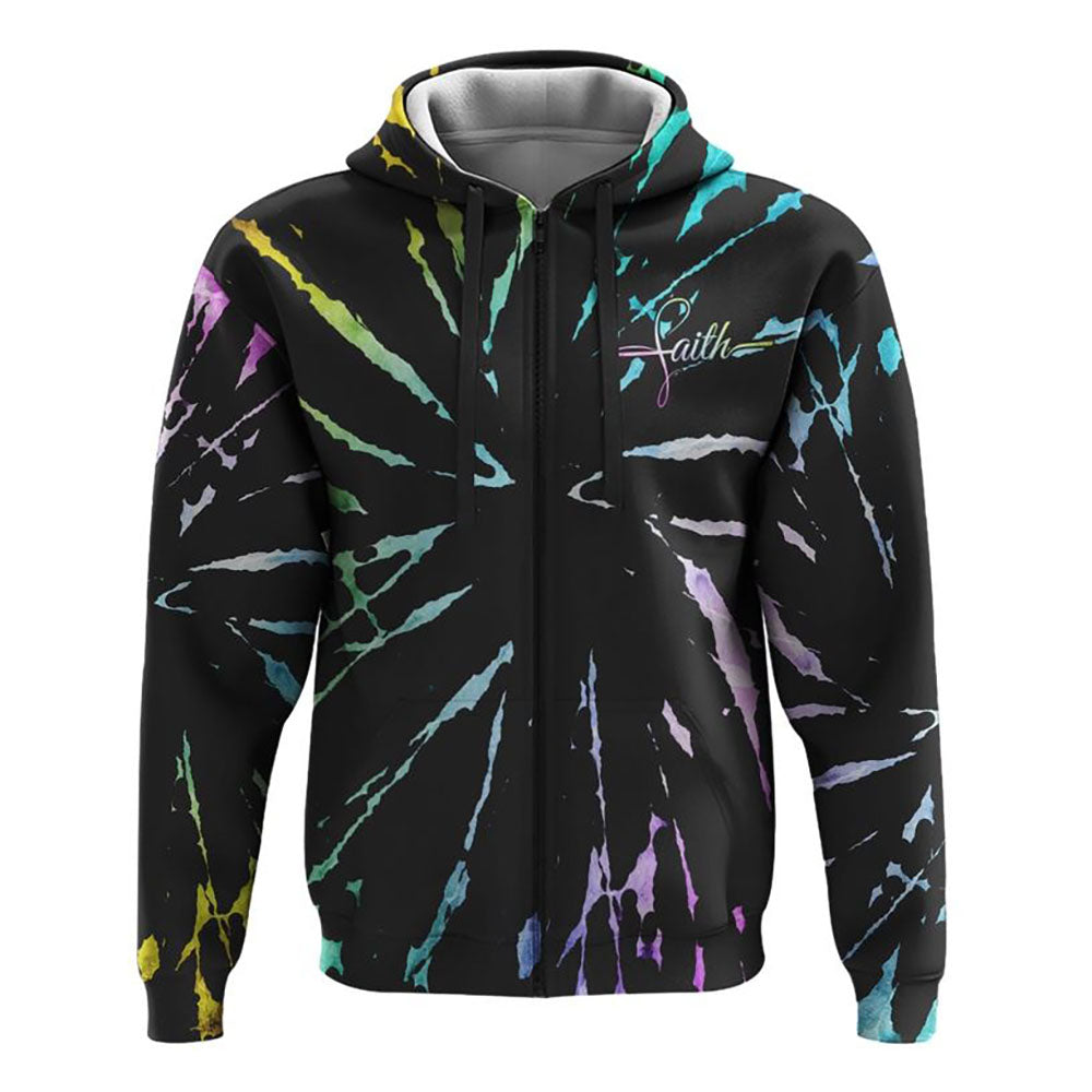 Faith Cross Rainbow Sunflower Tie Dye All Over Print 3D Hoodie, Christian Hoodie, Christian Sweatshirt, Bible Verse Shirt