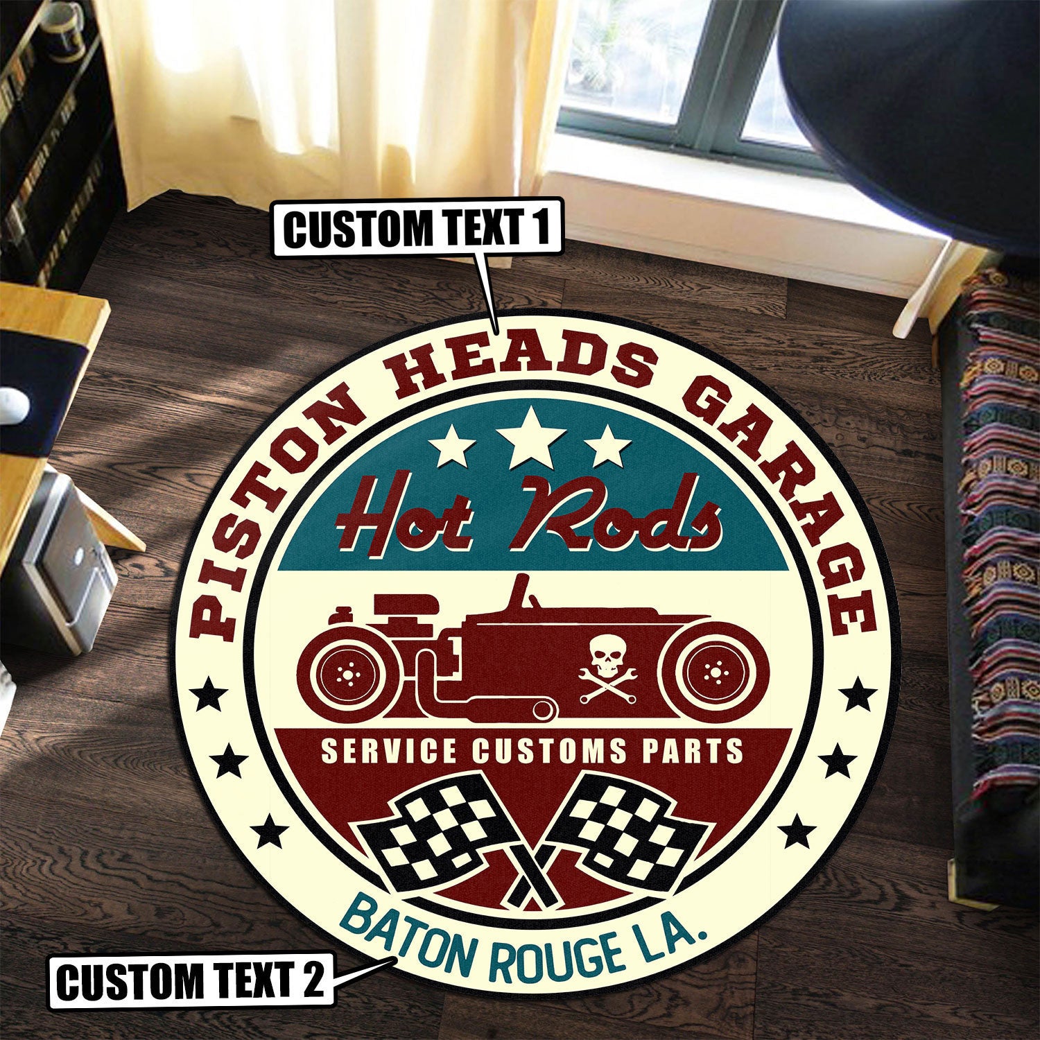 Personalized Hot Rod Service Custom Parts Round Mat Round Floor Mat Room Rugs Carpet Outdoor Rug Washable Rugs