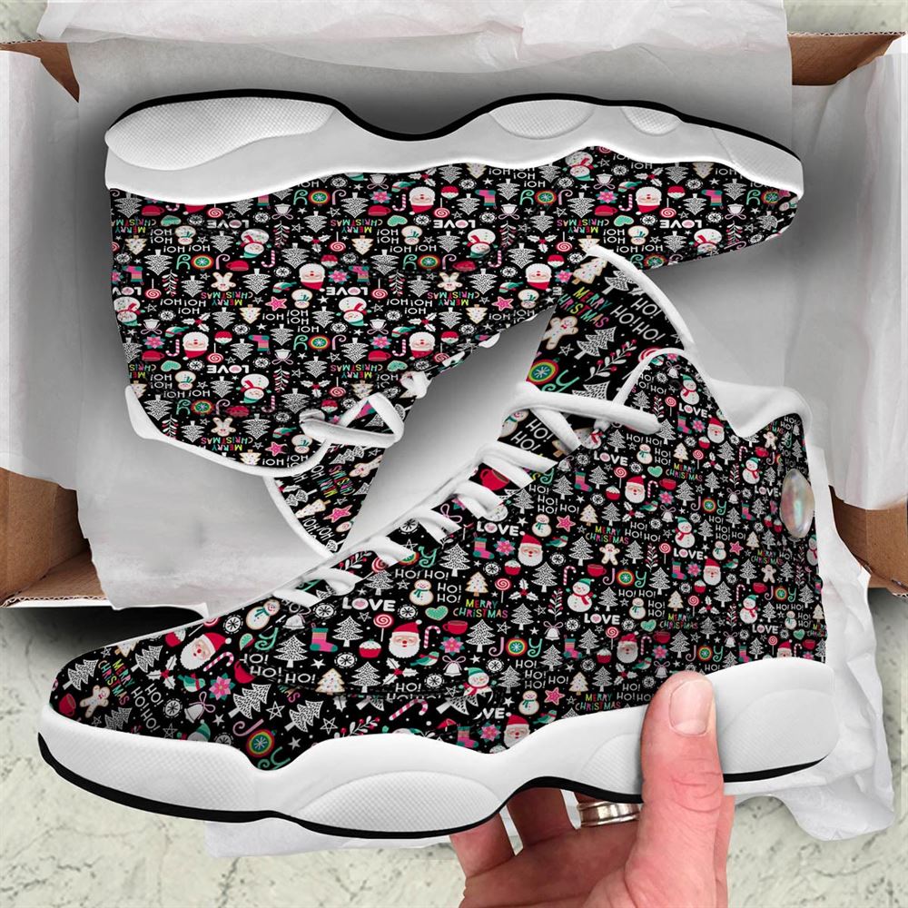 Christmas Basketball Shoes, Party Elements Christmas Print Pattern Jd13 Shoes For Men Women, Christmas Fashion Shoes