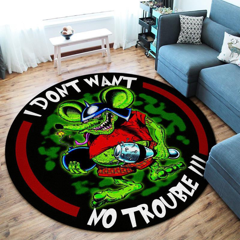 Rat Fink I DonT Want No Trouble Round Mat Round Floor Mat Room Rugs Carpet Outdoor Rug Washable Rugs