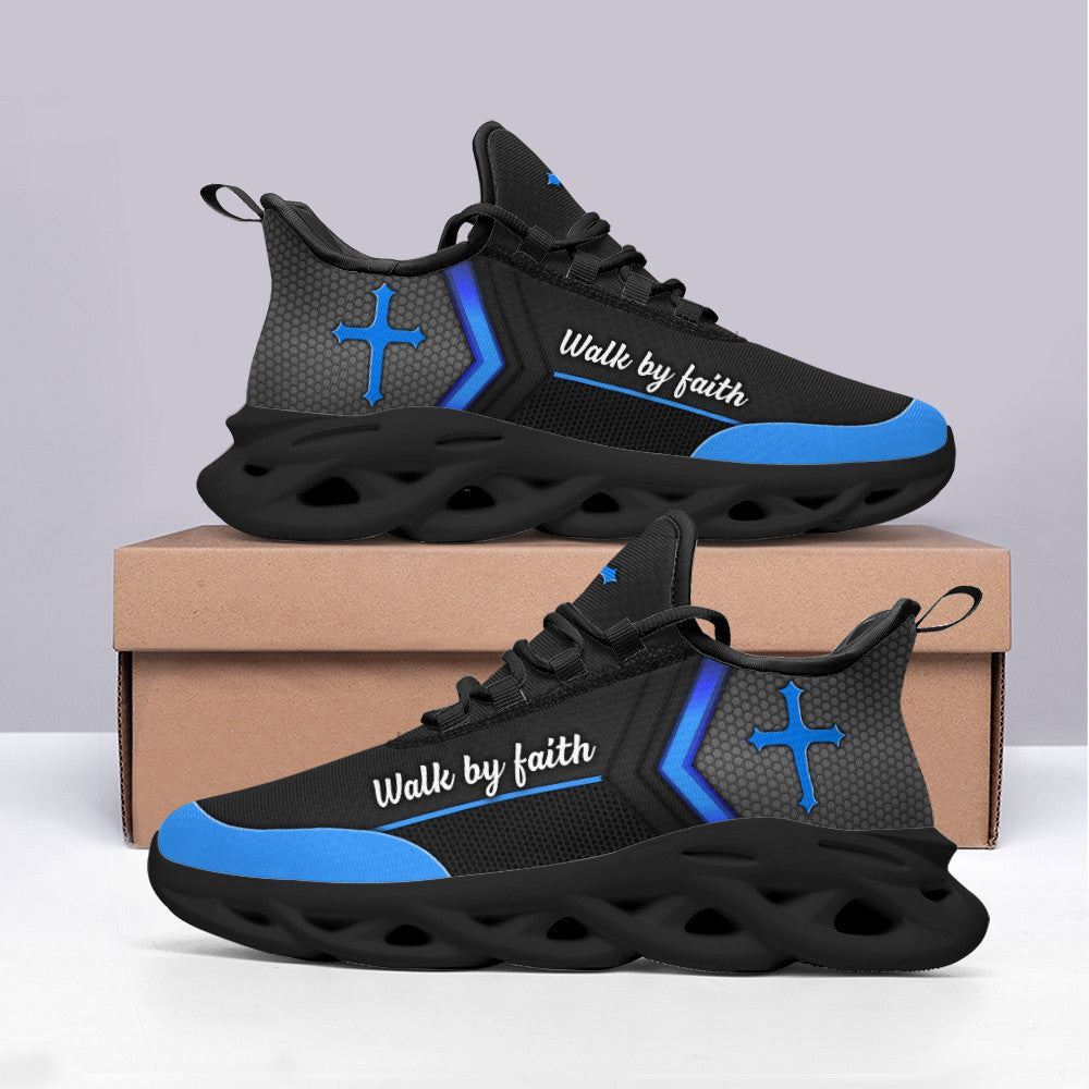 Christian Best Running Shoes, Black Jesus Walk By Faith Running Shoes Max Soul Shoes For Men And Women, Jesus Fashion Shoes