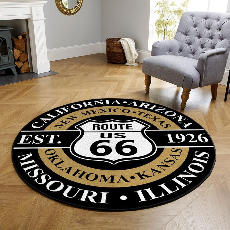 Route 66 Living Room Round Mat Circle Rug