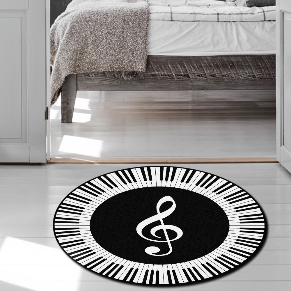 Piano Room Living Room Round Mat Circle Rug