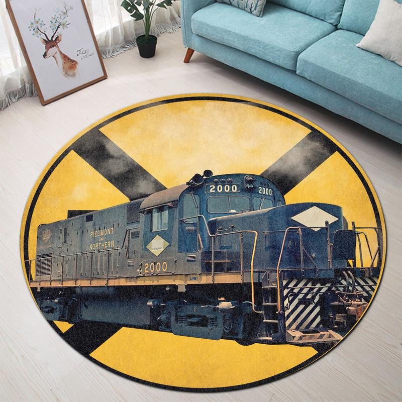 Piedmont & Northern Railroad Crossing Round Mat Round Floor Mat Room Rugs Carpet Outdoor Rug Washable Rugs