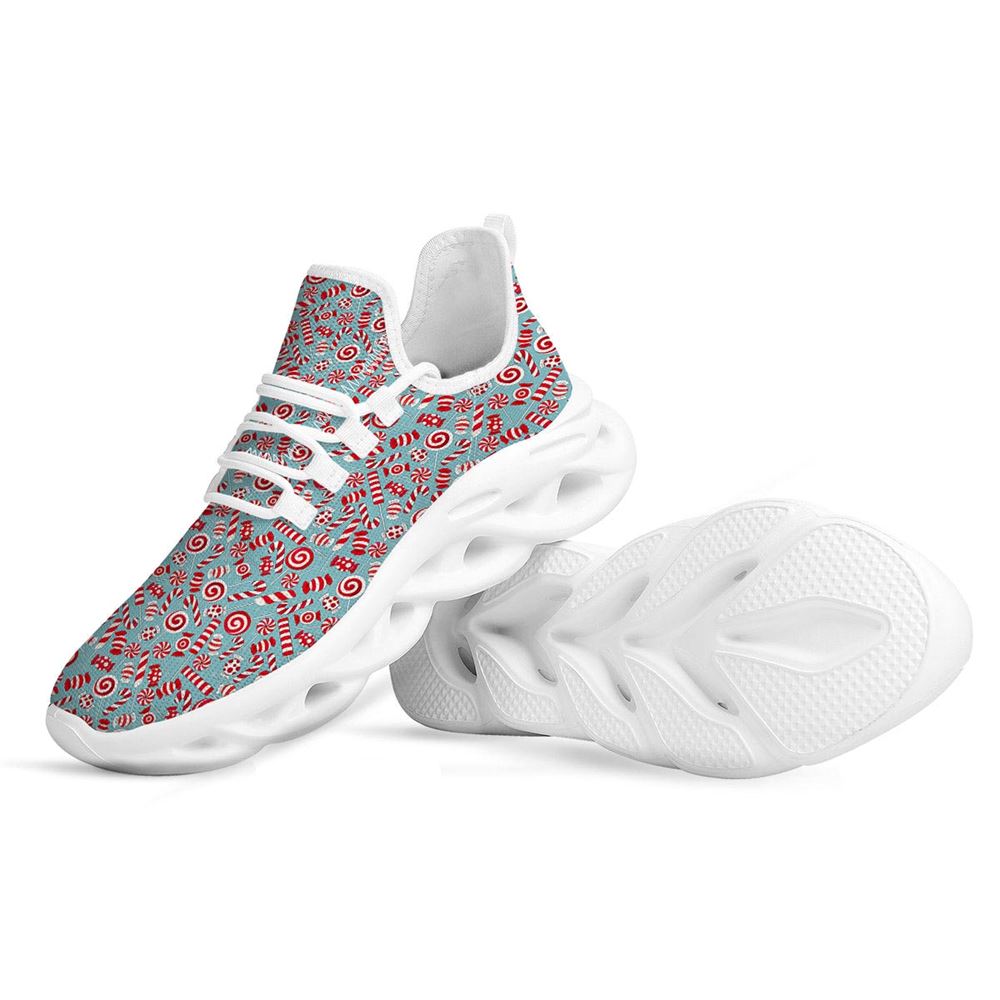 Candy Cane Christmas Print Pattern White Max Soul Shoes For Men Women, Best Running Sneaker, Christmas Shoes, Winter Fashion Shoes