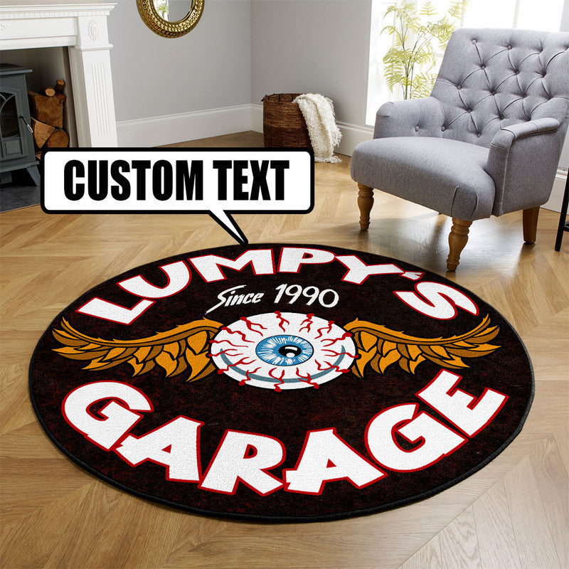 Personalized Hot Rod Garage Eye Ball Hot Rod Round Mat Round Floor Mat Room Rugs Carpet Outdoor Rug Washable Rugs