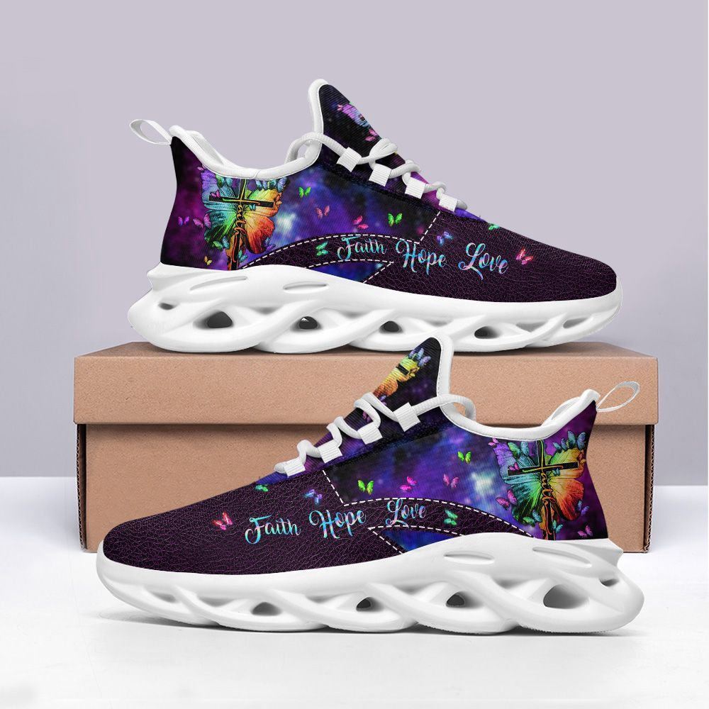 Christian Best Running Shoes, Jesus Faith Hope Love Running Sneakers Purple Max Soul Shoes For Men And Women, Jesus Fashion Shoes