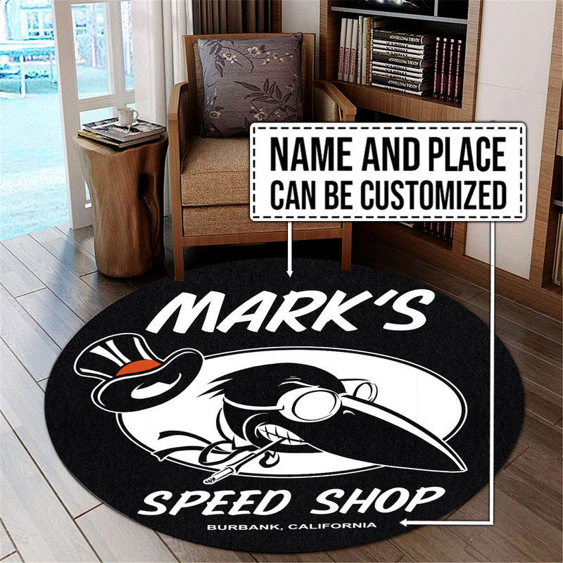 Personalized Hot Rod Speed Shop Garage Round Mat Round Floor Mat Room Rugs Carpet Outdoor Rug Washable Rugs