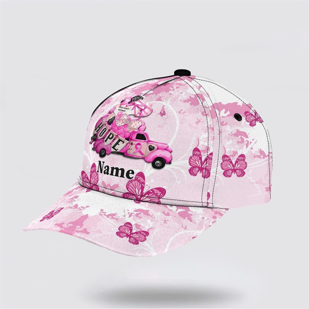 Customized Breast Cancer Awareness Hope Car And Butterfly Baseball Cap, Gifts For Breast Cancer Patients, Breast Cancer Hat