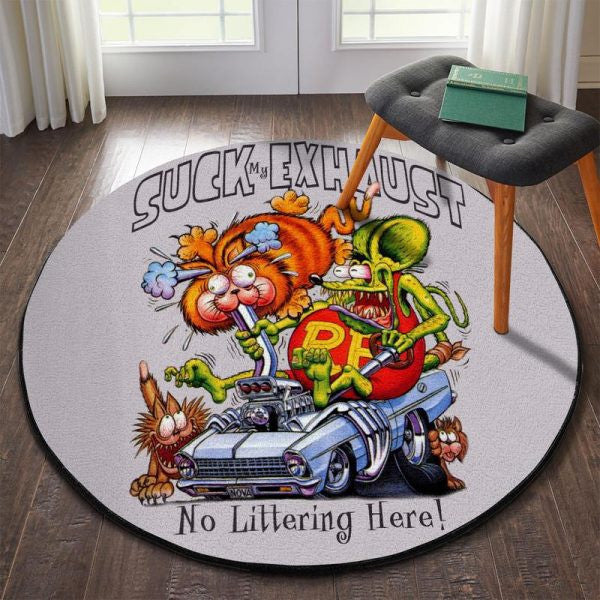 Rat Fink Garage Round Mat Round Floor Mat Room Rugs Carpet Outdoor Rug Washable Rugs