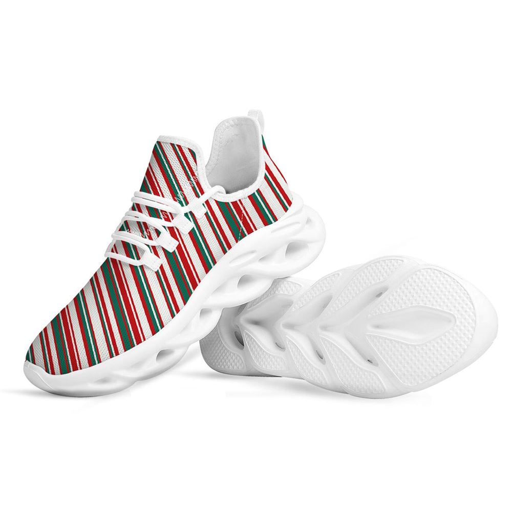 Candy Cane Stripe Christmas Print White Max Soul Shoes For Men Women, Best Running Sneaker, Christmas Shoes, Winter Fashion Shoes