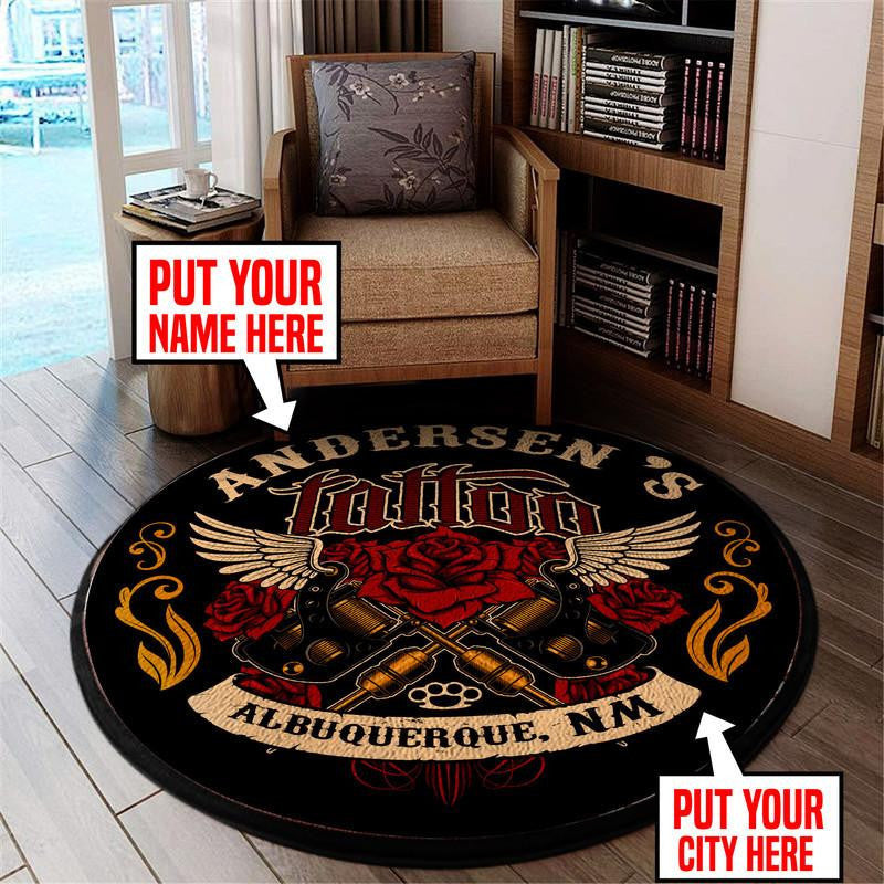 Personalized Tattoo Living Room Round Mat Circle Rug