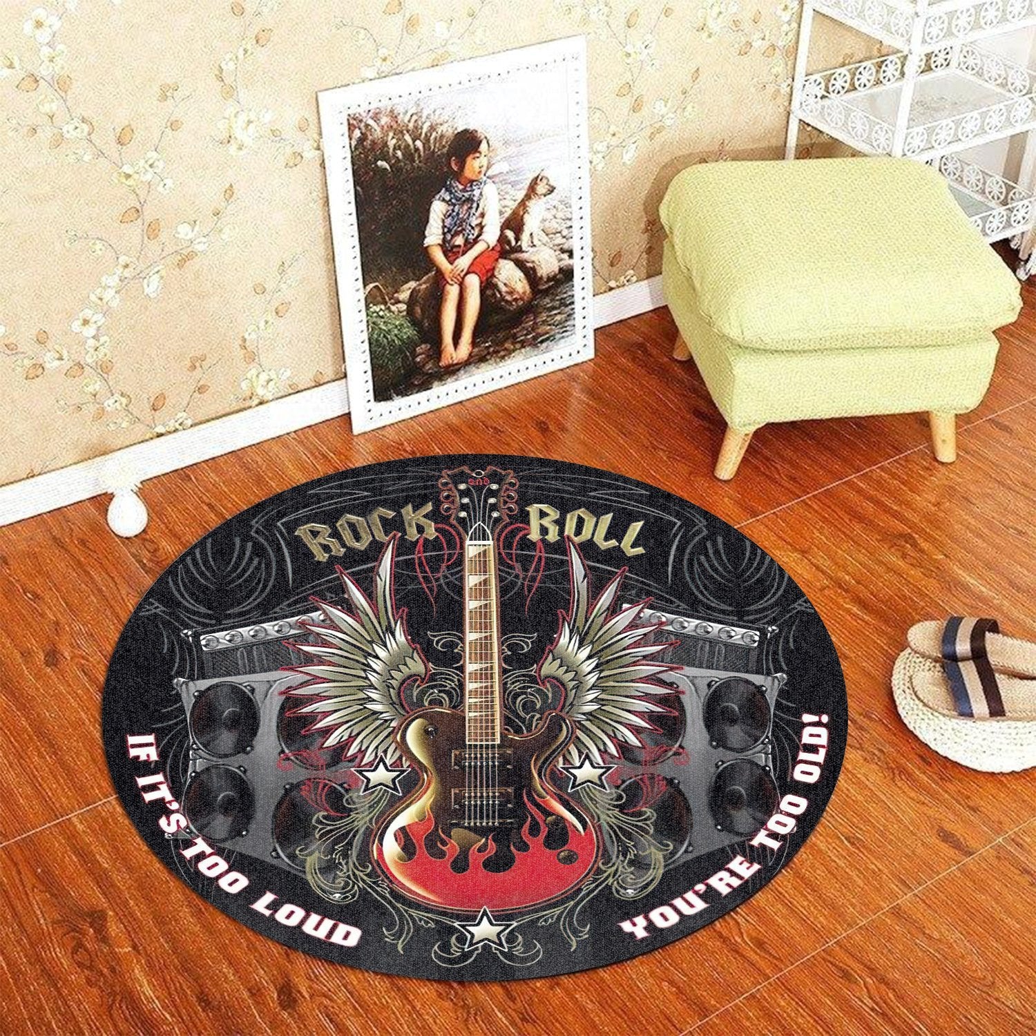 Rock And Roll Round Mat Round Floor Mat Room Rugs Carpet Outdoor Rug Washable Rugs