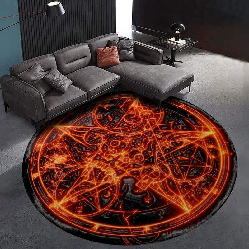 Sigil Of Fire Baphomet Living Room Round Mat Circle Rug