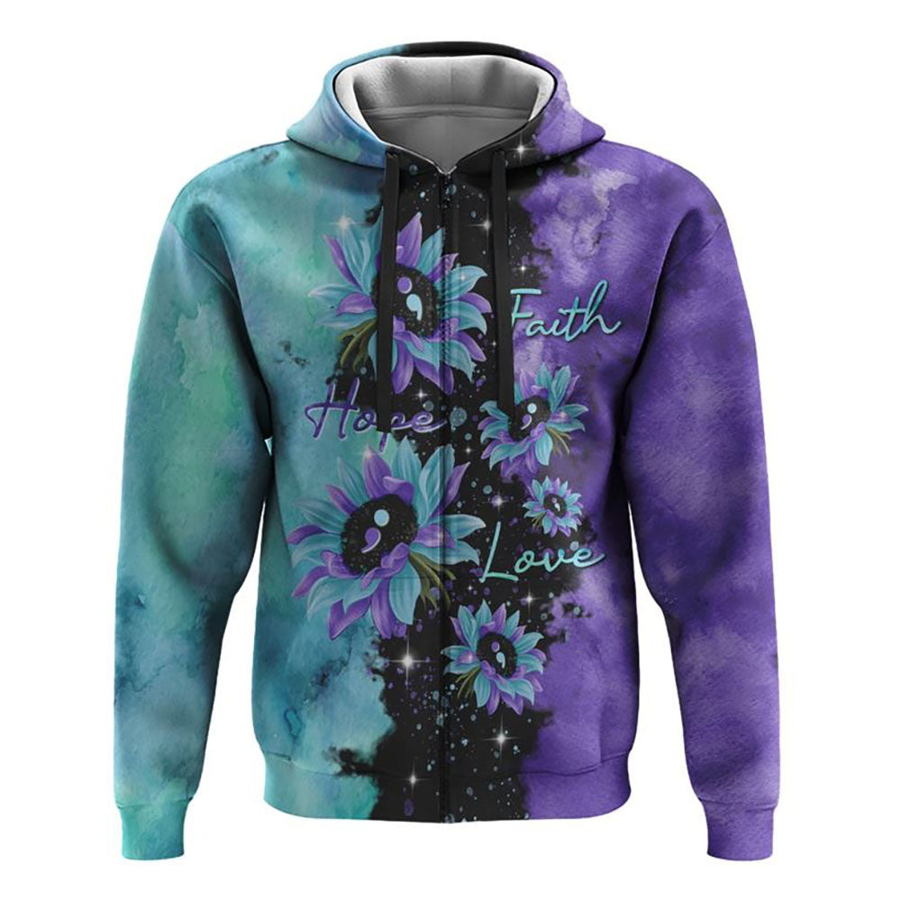 Faith Hope Love Sunflower Galaxy All Over Print 3D Hoodie, Christian Hoodie, Christian Sweatshirt, Bible Verse Shirt