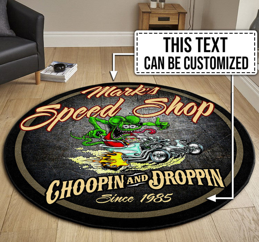 Personalized Hot Rod Round Mat