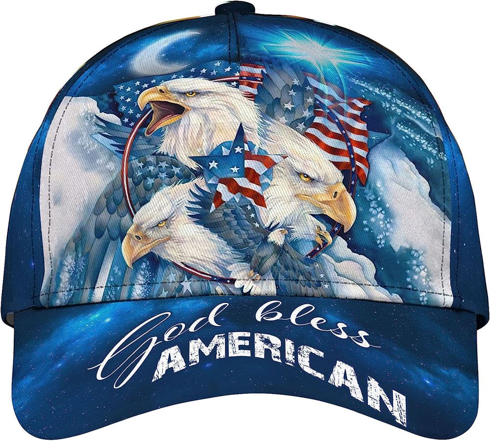 Bald Eagle God Bless America Flag Custom Name Baseball Cap, Christian Baseball Cap, Religious Cap, Jesus Gift, Jesus Hat