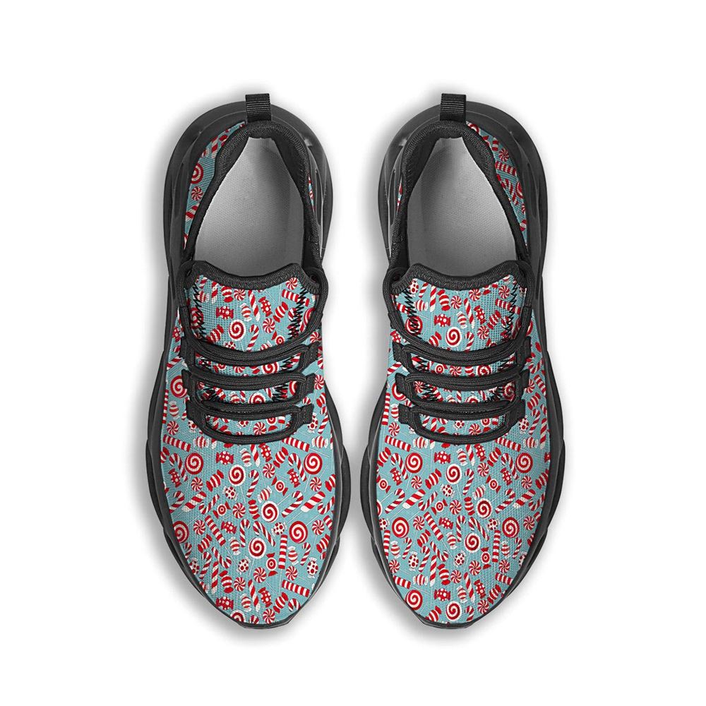 Candy Cane Christmas Print Pattern Black Max Soul Shoes For Men Women, Best Running Sneaker, Christmas Shoes, Winter Fashion Shoes